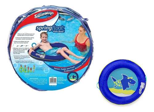 Simways Spring Float Kids Boat Bote Inflable Tiburon Color Azul