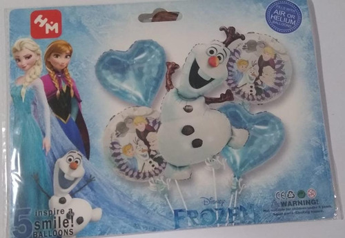 Set Globos Metalizados Olaf Frozen Esféricos Estrellas 5pzs 