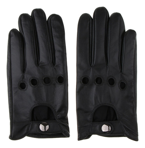 Men's Retro Black Real Leather Driving Gloves