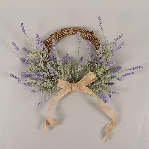 Corona De Lavanda Artificial De 16 Pulgadas, Flores Moradas,