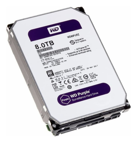 Disco Duro Wester Digital Púrpura 8 Tb Cctv Para Dvr Nvr24/7