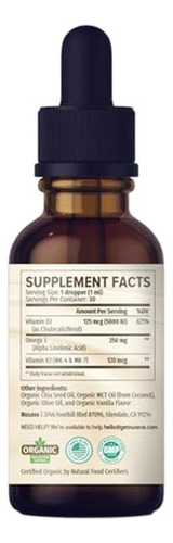Nusava Gotas Vitamina D3 K2 Orgánicas 5000 Iu Paquete 2