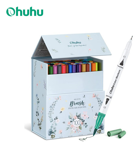 100 Ohuhu Mju Set Art Dual Tips Line Markers Marker