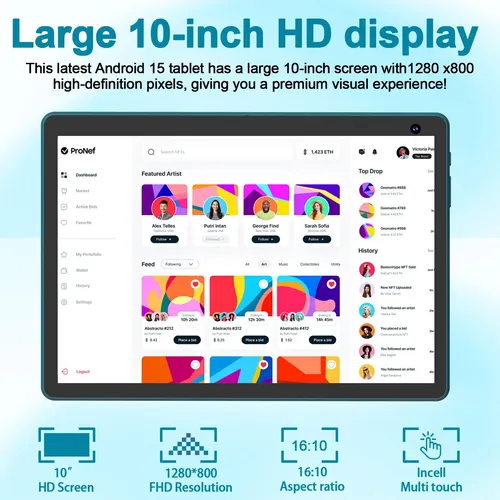 Tablet Coopers Android 15 De 10 Polegadas 2 Em 1 Com Teclado Azul