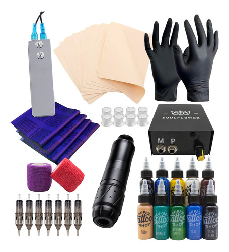 Kit De Tatuaje Soulflower Principiante Maquina Pen 23 Piezas
