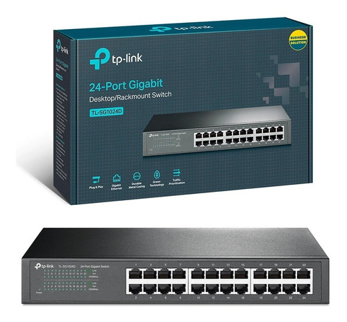 Switch Gigabit 10/100/1000 24 Puertos Sg1024d Rack Tp-link
