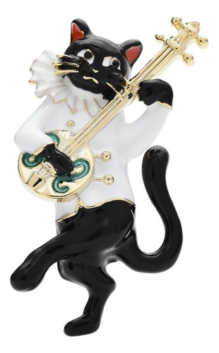 Tocar Guitarra Gato Broches For Mujeres Hombres Encantador