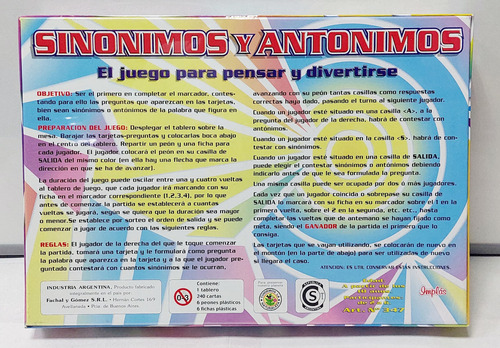 Juego De Sinonimos Y Antonimos - Implas