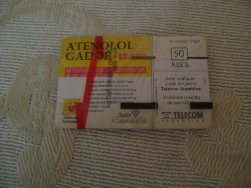 Tarjeta Telefonica Telecom Cortesia Atenolol Gador Edic 2 N1 (Usado)