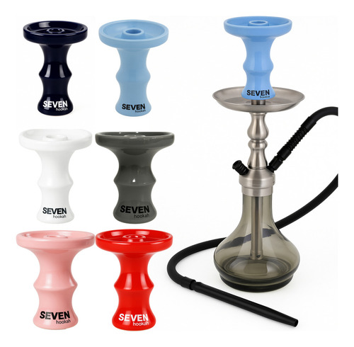 Rosh De Narguile Narga Narguilé Ceramica Seven Tradicional Cor Narguilhe Rosh Completo Azul Claro