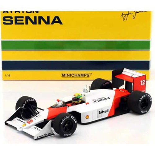 F1 Honda Mclaren Mp4/4 #12 Ayrton Senna Campeão 1988 1/18 Cor Branca