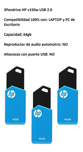 Pendrive Hp Usb 2.0 16gb 32gb Y 64gb Originales 