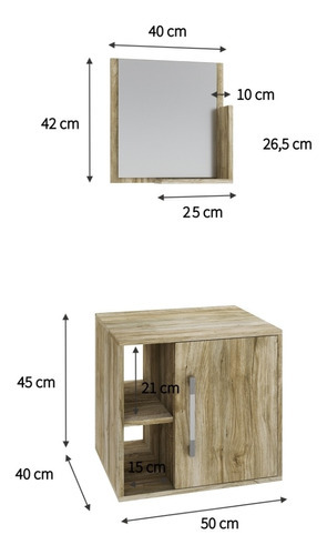 Conjunto Balcão E Espelheira Soft 500 Perffect Acetinado Cor Do Móvel Carvalho