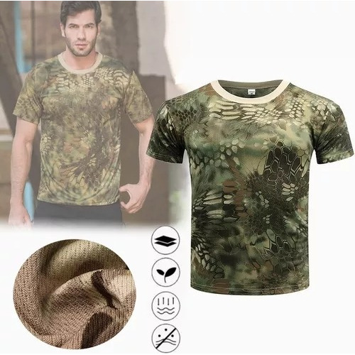 Manga Corta De Camuflaje Táctico De Verano Para Hombre