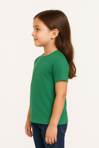 Playera Unisex %100 De Algodón Para Niños - Trouble Maker Verde Musgo 6 Lisa