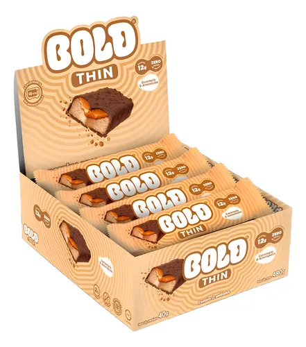Bold Thin Barra Proteína Zero Açúcar 40g Caixa 12 Unidades