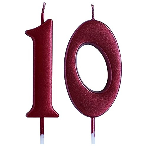 Vela De Cumpleaños Roja De 10 Años, Velas Número 10 ...