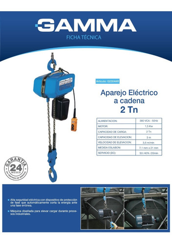 Imagen 4 de 6 de Aparejo Eléctrico 1500 W 2 Toneladas G2304