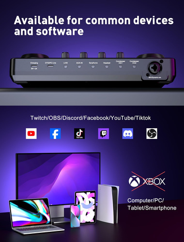 Singwe Streaming Audio Mixer, Rgb Interfaz De Audio Con 48v