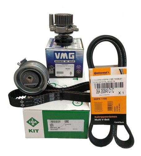 Kit Distribución Ina + Poliv+bomba Agua Vmg Vw Golf 4 2.0 8v