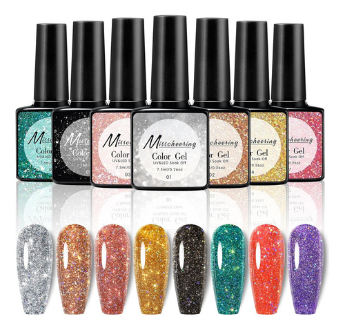 Esmalte De Uñas De Gel De Diamante Con Purpurina De 0.3 Fl O