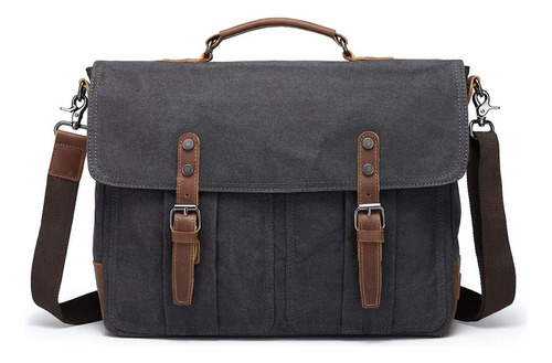 Mens Briefcases   Bag Vintage Leather Waxed Canvas Wate...