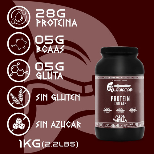Gladiator Proteína Isolate 1kg Varios Sabores Vainilla