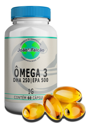Ômega 3 1g Dha 250 | Epa 500 - 60 Cápsulas Oleosas Sabor Sem Sabor
