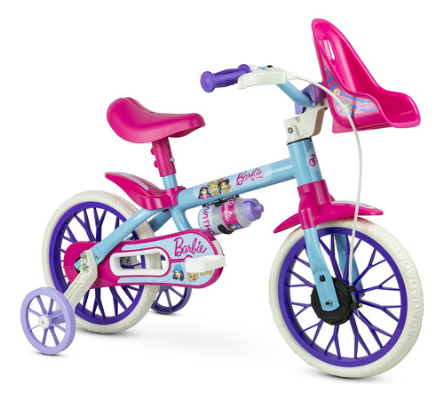 Bicicleta Infantil Menina Nathor Barbie Aro 12 C/ Rodinhas