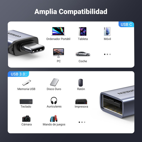 Ugreen Adaptador Usb 3.0 A Usb C, 3.1 Tipo C A 3.0 Tipo A He