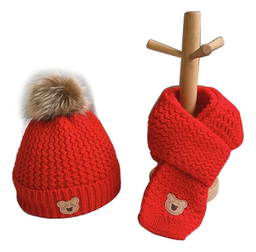 Gorro Y Bufanda De Punto Little Bear Para Niños, Gorro Cálid