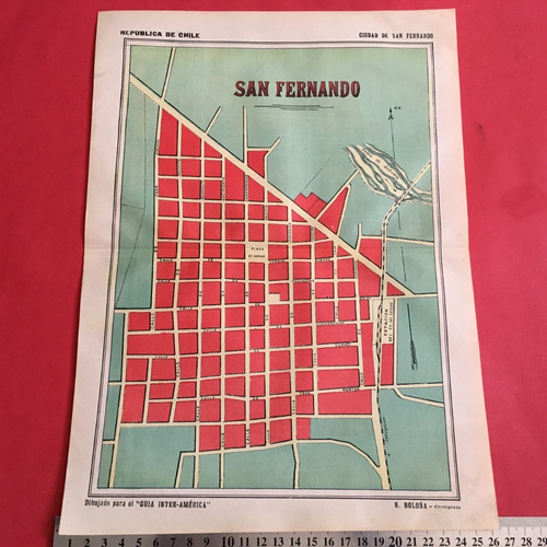 Antiguo Plano De San Fernando Chile Años 1920´s Rma