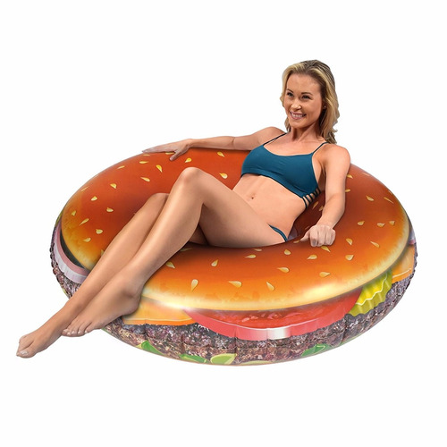 Hamburguesa Gigante Inflable Flotador Para Alberca De 1.14m