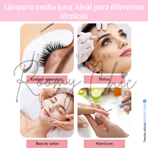 Lampara Led Pestañas Blanco Para Estética De Media Luna