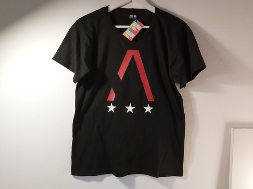 Remera Algodón Negra Airbag Logo Con Estrellas