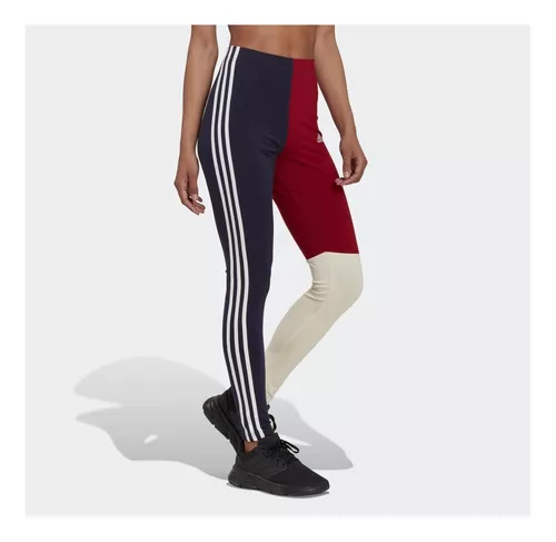 Calça Legging adidas Colorblock Bordô Feminina Original