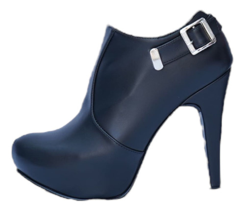 Botin Taco Alto Negro Ecocuero Mujer Ac-363