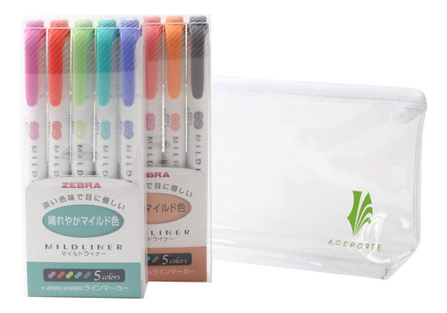 Zebra Mildliner Highlighter Pen Markers, 2-pack (wkt7-n-5c /
