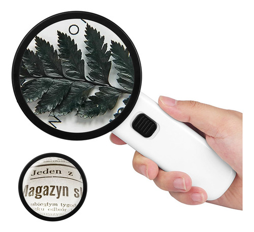 Lupa De Cristal Con Luz Led 30x Iluminada De Mano