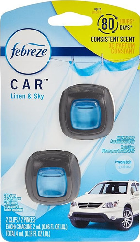 Febreze Aromatizante Auto Pack 2 Pzas De 2 Ml Linen And Sky