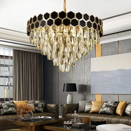 Lustre Pendente Nitrolux LTR018 Legitimo Cristal Luxuoso Clássico 80cm E14x1