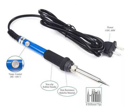 Kit De Soldador De 60 W, Temperatura Ajustable, Calentamient