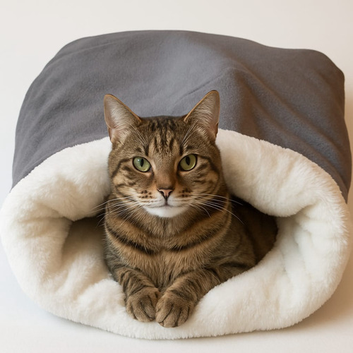 Cama Cueva Bolsa De Dormir Gatos Perros Reversible Calurosa Visón