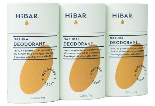 Hibar Desodorante Totalmente Natural Con Bergamota Y Cedro, 