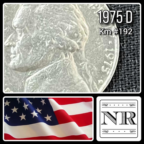 Estado Unidos - 5 Cents - Año 1975 D - Km #192 - Jefferson