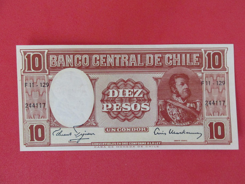 Billete Chile 10 Pesos Firmado Figueroa-mackenna 1961 Unc
