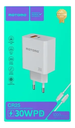 Cargador 30w Motomo + Cable Usb Tipo C Carga Super Rapida