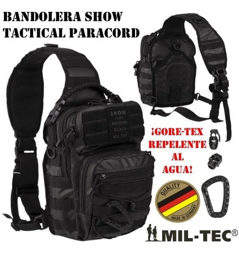 Imagen 1 de 3 de Mochila Bandolera Alemana Mil-tec Tactical Black Paracord