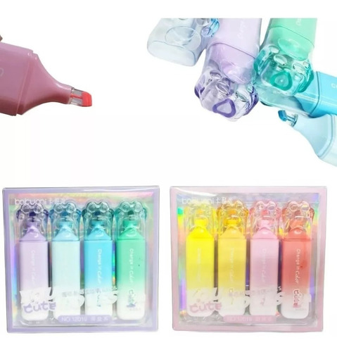 Marcatexto Huellita Trasparente 4 Piezas Resaltadores Kawaii