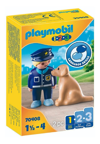 Playmobil Policia Con Perro Sentado Linea 123 Niños 70408